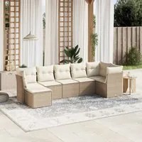 Set Divani da Giardino 7 pz con Cuscini Beige in Polyrattan 3263194