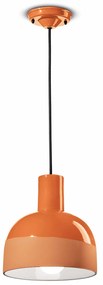 Lampadario Vintage Decò Caxixi Ceramica Arancio Pesca 1 Luce E27