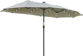 Ombrellone da Giardino Doppio 450 cm con 48 Luci LED e Manovella Grigio Chiaro...
