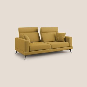Slide Divano con schienali traslanti e poggiatesta in tessuto simil cotone impermeabile T19 giallo