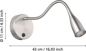 Eglo 901783 - Lampada da parete flessibile con USB OLIVANDINO LED/3,8W/230V cromo