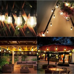 Catena decorativa LED per esterni 30xE27/1W/230V 16,44 m IP44 nera