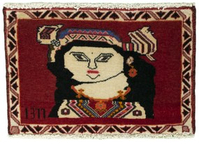 Shiraz Tappeto 40 x 60 Rosso (Iran) Annodato A Mano