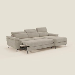 Estro Divano estraibile con chaise-longue e poggiatesta reclinabili in tessuto impermeabile T14 beige