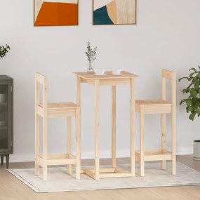 Set Da Bar 3 Pz İn Legno Massello Di Pino /