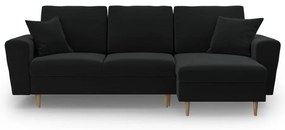 Divano angolare nero allungabile e con contenitore con rivestimento in velluto Kyoto – Cosmopolitan Design