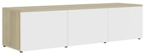 Mobile tv bianco e rovere sonoma 120x34x30 cm legno multistrato