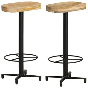 Sgabelli Da Bar 2 Pz 76 Cm İn Legno Massello Di Mango /