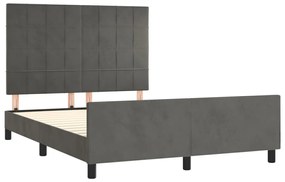 Giroletto con testiera grigio scuro 140x190 cm in velluto