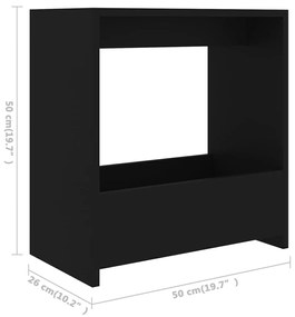 Tavolino Nero 50x26x50 cm in Legno Multistrato