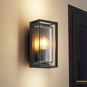 Arcchio applique da esterno Ismera, antracite/trasparente, IP65, vetro