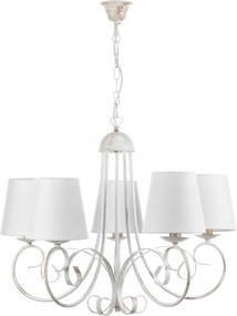Lampadario Country charm Lampadario Country charm Pompe  5x E14 bianco paralume bianco 5x E14