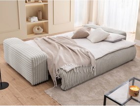 Divano grigio chiaro allungabile/con contenitore con rivestimento in velluto a coste 260 cm Justin – Ropez