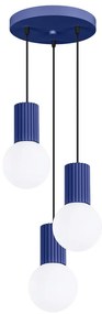 Lampadario blu scuro con paralume in vetro ø 25 cm Orbital – Sollux