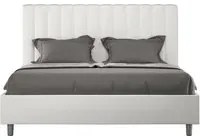 Letto imbottito Matrimoniale 160x210 cm Agueda - Bianco,Similpelle,Con rete