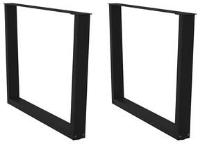 Gambe Per Tavolo Da Pranzo A V 2pz Nero 100x(72-73,3)cm Acciaio /