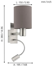 Eglo 96481 - Lampada LED flessibile PASTERI 1xE27/40W+LED/3,8W grigio