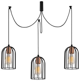 Lampada a sospensione nera per 3 lampadine Pamukkale - Opviq lights