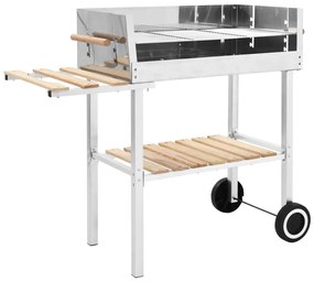 Griglia Per Barbecue A Carrello Xxl Acciaio Inox Con 2 Ripiani /
