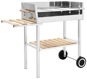 Griglia Per Barbecue A Carrello Xxl Acciaio Inox Con 2 Ripiani /