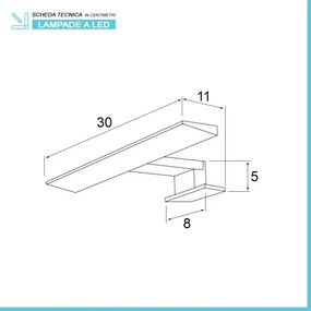Lampada LED 30 cm triangolare con luce fredda e doppia installazione