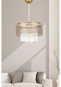 Lampadario bianco/dorato con paralume in metallo ø 26,5 cm – Opviq lights