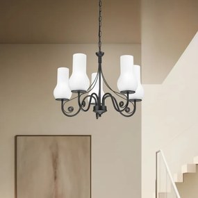 Brilagi - LED Lampadario a sospensione con catena COTTAGE 5xE14/40W/230V nero/bianco