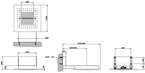 Soffione Multifunzione 50x50 a parete con Funzione Pioggia Cascata Misto Mirror Steel Minimali 57917 Gessi