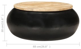 Tavolino da caffè nero 68x68x30 cm in legno massello di mango