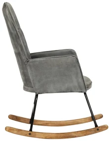 Sedia a dondolo grigia in tela vintage