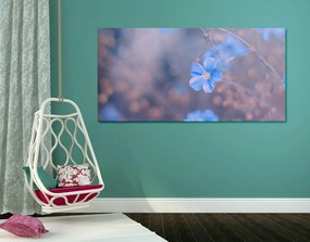 Quadro su tela – Fiori blu su sfondo vintage