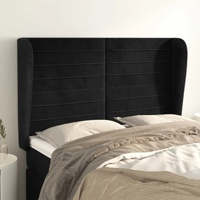 Testiera Ad Orecchio Nera 147 X 23 X 118/128 Cm İn Velluto /