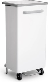 Pattumiera Per Raccolta Differenziata 47x37xh96 cm In Acciaio Verniciato a Pedale Bianco...