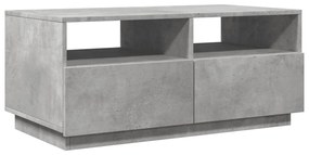 Tavolino da soggiorno con luci led grigio cemento 90x49x40 cm