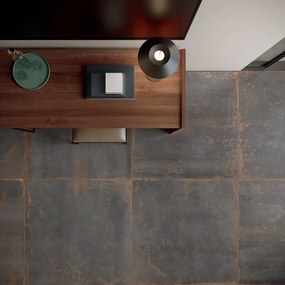 Piastrella da pavimento interno in gres porcellanato ARIANA 120 x 120 cm rettificato antracite satinato Metal R10 traffico medio forte (pei 3/5) Sp. 8.5 mm 2.88 mq