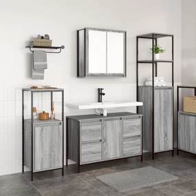 Set di mobili da bagno  in legno ingegnerizzato grigio sonoma