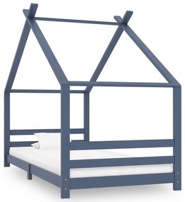 Giroletto Per Bambini Grigio İn Massello Di Pino 90x200 Cm /
