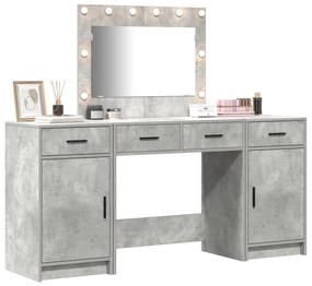 Set di 3 pezzi per toeletta con led grigio cemento in legno ingegnerizzato