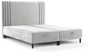 Letto matrimoniale imbottito grigio con contenitore 160x200 cm Musca - Maison de Rêve