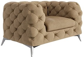 Poltrona marrone chiaro con rivestimento in velluto Chelsea – Ropez