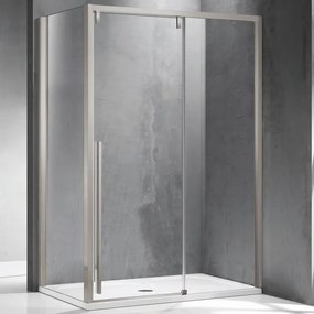 Kamalu - Cabina doccia 90x140 scorrevole con lato fisso 90 cm finitura acciaio spazzolato | KSA5000AS