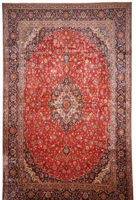Kashan Tappeto 330x520 Rosso (Iran) Annodato A Mano
