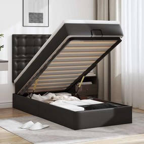 Letto Pouf Con Materasso Nero 80x200 Cm Similpelle /
