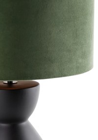 Lampada da tavolo di design con paralume in velluto nero verde e oro 35 cm - Alisia