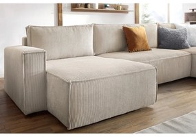 Divano letto angolare a "U" in velluto a coste beige Nihad - Bobochic Paris