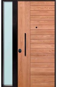 Porta blindata MASTER Maswood con vetro L 90 x H 210 cm in legno rovere/bianco, apertura spingere a destra, falso telaio incluso