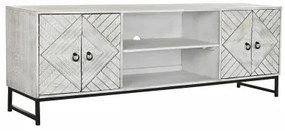 Mobile TV DKD Home Decor 180 x 40 x 60 cm Nero Metallo Bianco Legno di mango