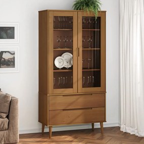 Vetrina Molde Marrone 90x35x175 Cm İn Legno Massello Di Pino /