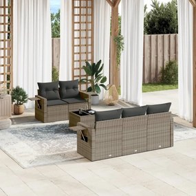 Set divano da giardino 6 pz con cuscini grigio in polyrattan