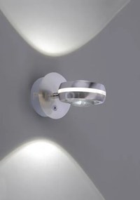 Applique a parete vista  led  metallo acciaio con doppia lente orie...